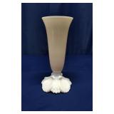 "Crown Tuscan" Pink & White Shell-Footed Vase