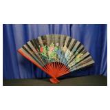 Large Hand Painted Chinese Fan Wall Hanging