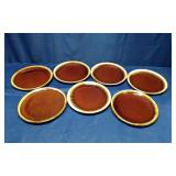7" Brown Drip Pottery Dinner Plates