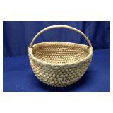 Wooden Egg/Buttocks Basket W/Woven Splint wHandle
