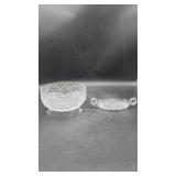 3 Footed Led Crystal Serving Bowl & Relish Dish