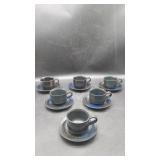 "Blue Ridge" Iron Mountain 6 Saucers & 6 Mugs