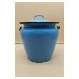 Large Blue Enamel Bot/Lid & Handle