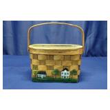 1976 Hand-Painted Basket Purse, with Handle
