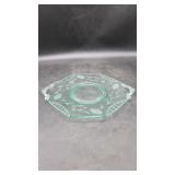 Depression Glass Platter etched w/Open Handles