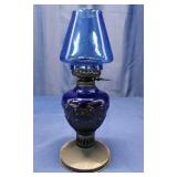 Cobalt Blue Glass Oil Lamp