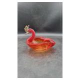 Amberina Glass Swan Dish