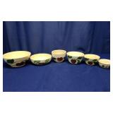 6 Various Watt Pottery "Apple" Bowls