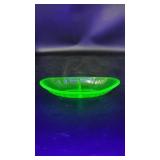 Vtg Uranium Glass Divided relish Dish