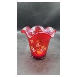 Ruby Red Stretch Glass Flip Vase