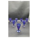 7 "Kite and Panel" Carnival Glass Goblets