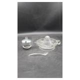 Ribbed Glass Citrus Juicer & Clear Class Jar