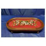 Oval Footed Beadwork & Embroidery Centerpiece