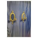 Pair Of Brass Mirrored Two-Light Wall Scones