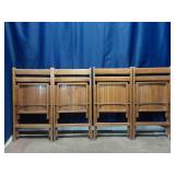 4 Mid-century Wooden Slat Folding Chairs