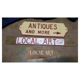 2 Local Art  & "Antiques & More" Wooden Signs
