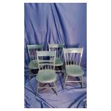 4 Blue Country Farmhouse Spindel-Back Chairs