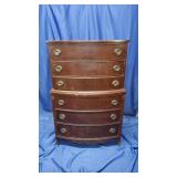Hepplewhite-Style Mahogany Bowfront Tall Boy Chest