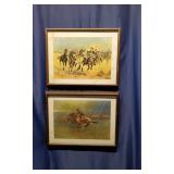 2 Framed Frederic Remington Western Art Prints