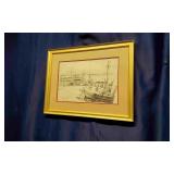 Scituate Harbor in the Winter, Pencil Sketch print