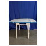 1930s Floral Porcelain Enamel Drop-Leaf Table
