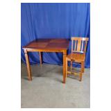 Bar Height Square Woodeb Table With Wooden Chair