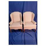 Pair Of  Vintage Queen Anne Style Wingback Chairs