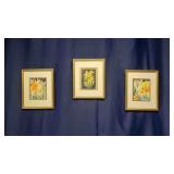 3 Floral Watercolor Paintings
