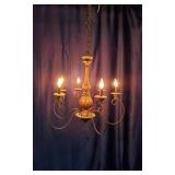 Vintage Colonial 6-Light Chandelier Wood & Iron