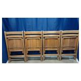 4 Mid-century Wooden Slat Folding Chairs