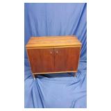 Mid-Century 2-Door Walnut Cabinet On Tapered Legs