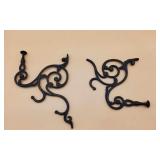 Pair Of Orante Wrought Iron Style Wall Hooks