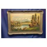 W.Chapman Mountain Lake Landscape Oil Paniting
