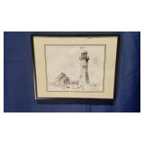 1810 Old Scituate Light Pencil Sketch