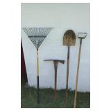 Picaxe, Rake, Shovel, & Stirrup Hoe