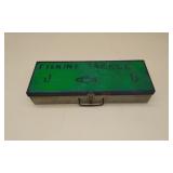 Folk Art Painted Metal Fisihng Tackle Box.