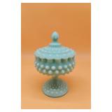 Hobnail Turquoise Lidded Jar