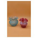 2 Fenton Vases W/Ruffled Edges