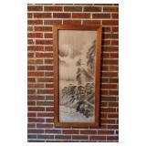 Japanese Print, Man On Boat & Cliff Scene