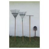 2 Leaf Rakes, Shovel, & Rake