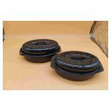 2 Enamel Roasting Pots W/Lids