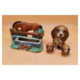 Ceramic Horse Planter & Dog