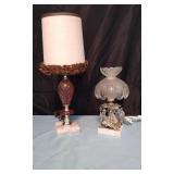 2 Small Lamps W/Marble Base