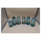 6 Blue Atlas & Mason Jars
