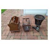 2 Wood Bookstands & Plant Holder.