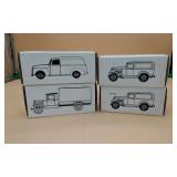 4 Die Cast Locking Coin Banks With Key