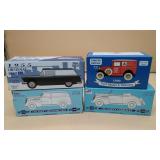 4 1:25 Scale Die-Cast Metal Lockable Coin Banks
