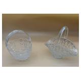 2 Clear Pressed Glass Baskets.