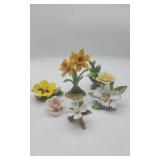 6 Porcelain Flower Figurines.