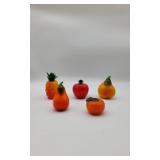 5 Hand Blown Art Glass Fruit Articles.